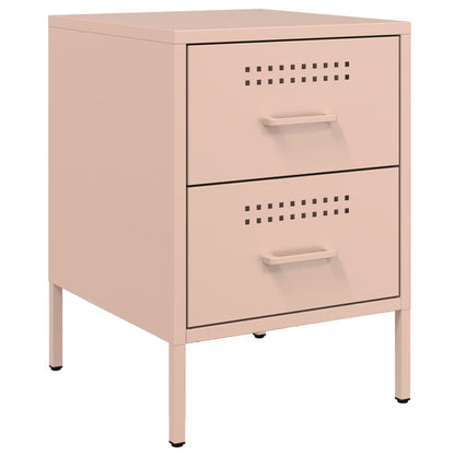 Pink Steel Bedside Cabinets Set of 2 - 36x39x50.5 cm