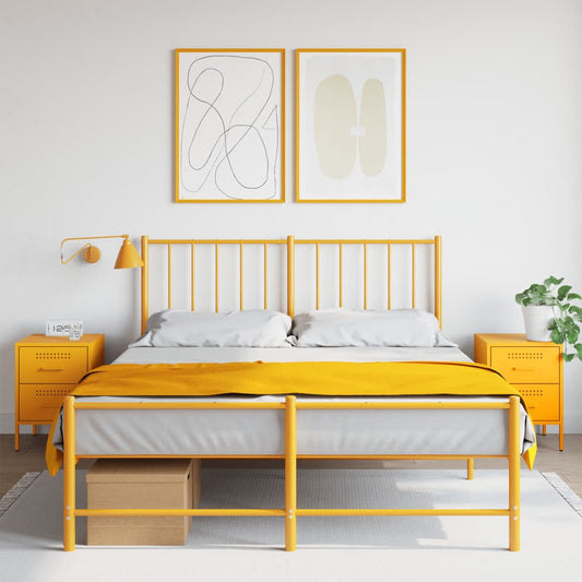 Mustard Yellow Steel Bedside Cabinets 2 Pcs - 36x39x50.5 cm