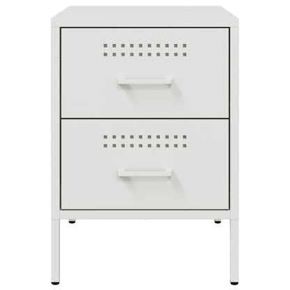 White Steel Bedside Cabinet 36x39x50.5 cm - Modern Design