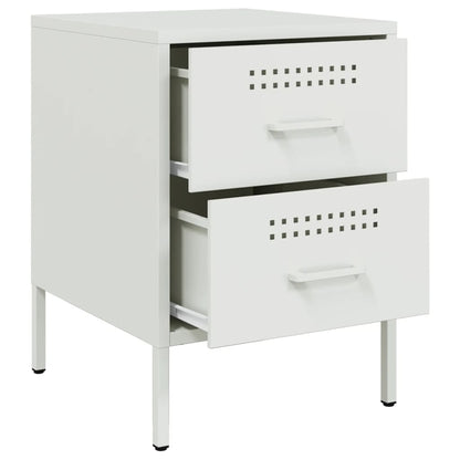 White Steel Bedside Cabinet 36x39x50.5 cm - Modern Design