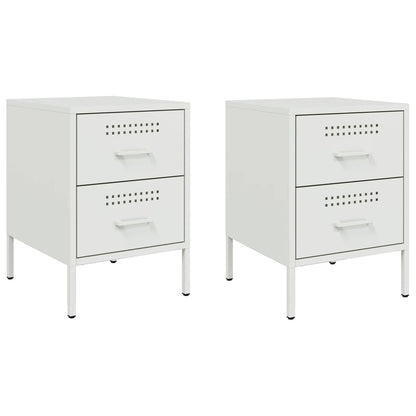 White Steel Bedside Cabinets 2 pcs - Compact 36x39x50.5 cm