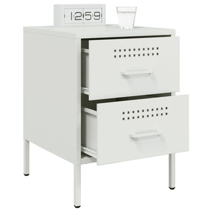 White Steel Bedside Cabinets 2 pcs - Compact 36x39x50.5 cm