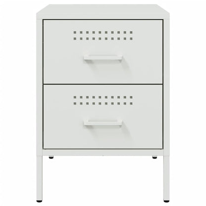 White Steel Bedside Cabinets 2 pcs - Compact 36x39x50.5 cm