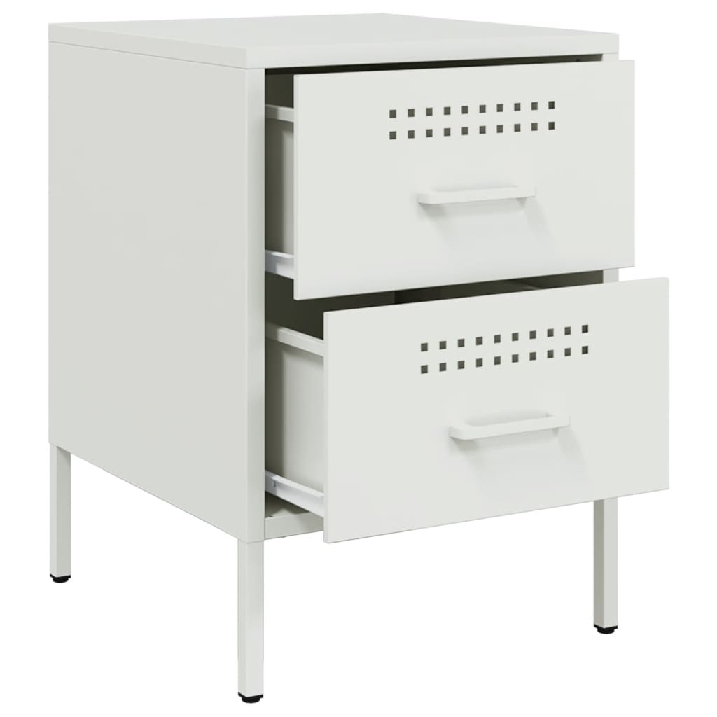 White Steel Bedside Cabinets 2 pcs - Compact 36x39x50.5 cm