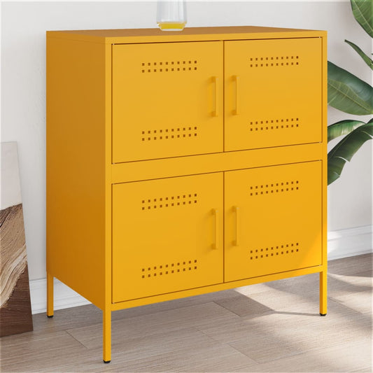 Mustard Yellow Steel Sideboard - 68x39x79 cm Stylish Storage Solution