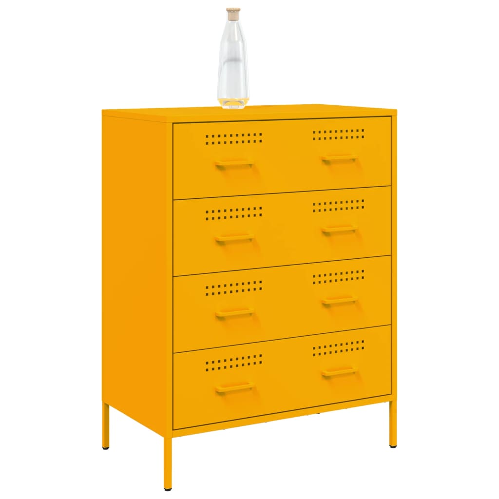 Mustard Yellow Steel Sideboard 68x39x89 cm - Stylish & Durable