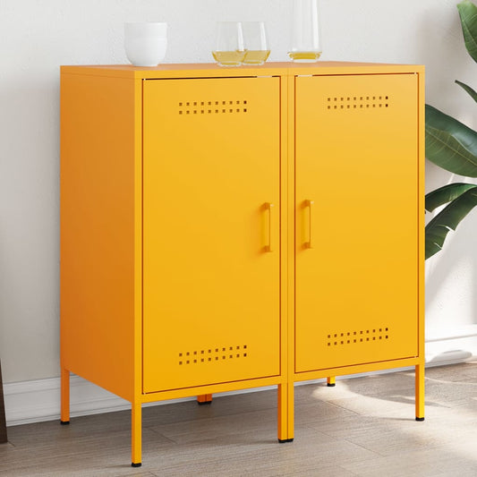 Mustard Yellow Steel Sideboards 2 Pcs - Modern 36x39x79 cm