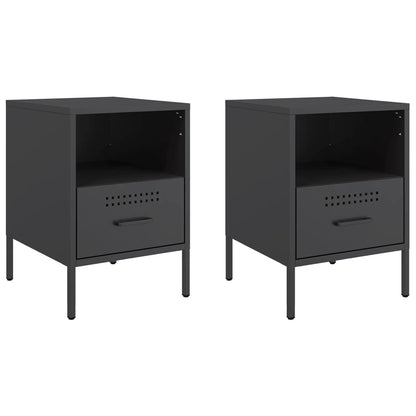 Black Steel Bedside Cabinets Set of 2 - 36x39x50.5 cm