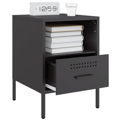 Black Steel Bedside Cabinets Set of 2 - 36x39x50.5 cm