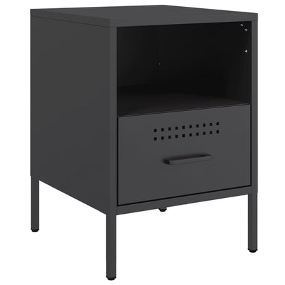 Black Steel Bedside Cabinets Set of 2 - 36x39x50.5 cm
