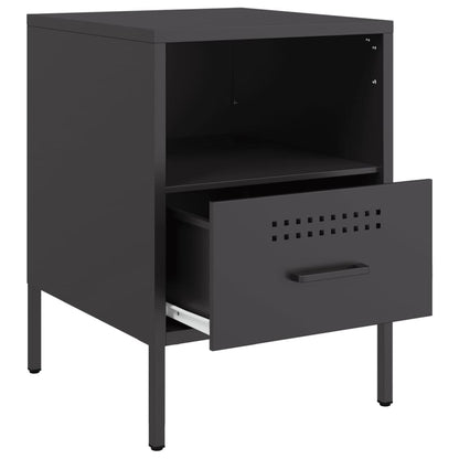 Black Steel Bedside Cabinets Set of 2 - 36x39x50.5 cm