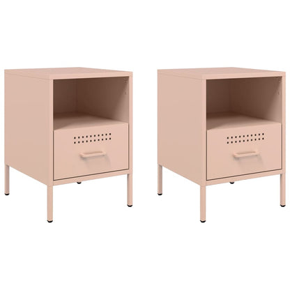Pink Steel Bedside Cabinets Set of 2 - 36x39x50.5 cm