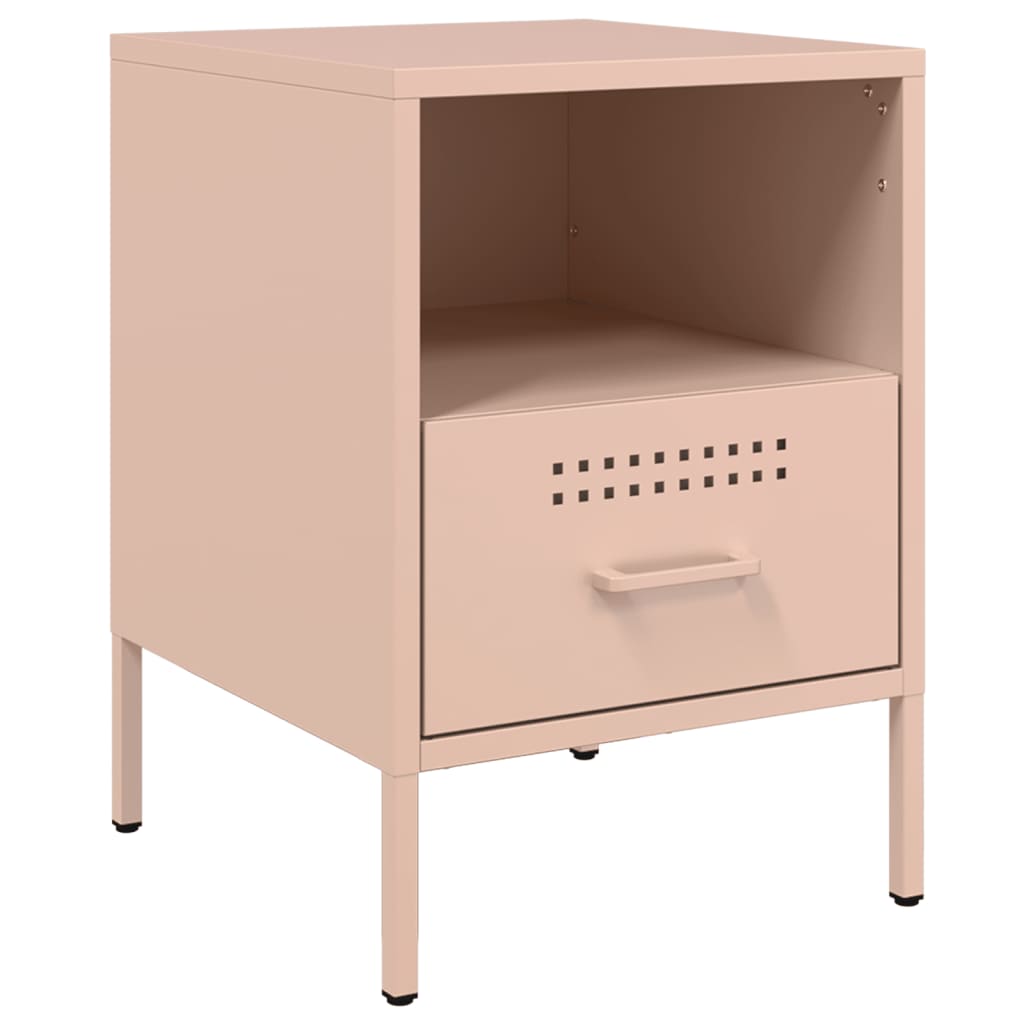 Pink Steel Bedside Cabinets Set of 2 - 36x39x50.5 cm