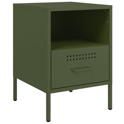 Olive Green Steel Bedside Cabinets 2 pcs, 36x39x50.5 cm