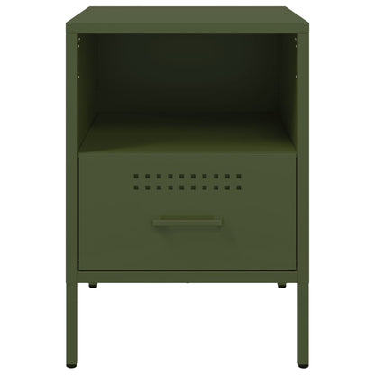 Olive Green Steel Bedside Cabinets 2 pcs, 36x39x50.5 cm