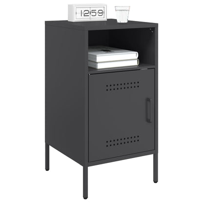 Black Steel Bedside Cabinet 36x39x68 cm - Sleek and Modern Design