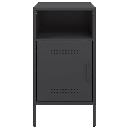 Black Steel Bedside Cabinet 36x39x68 cm - Sleek and Modern Design