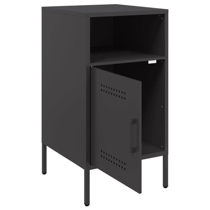 Black Steel Bedside Cabinet 36x39x68 cm - Sleek and Modern Design