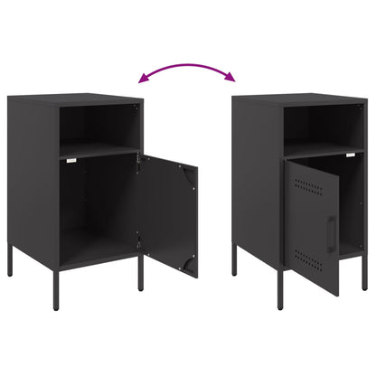 Black Steel Bedside Cabinet 36x39x68 cm - Sleek and Modern Design