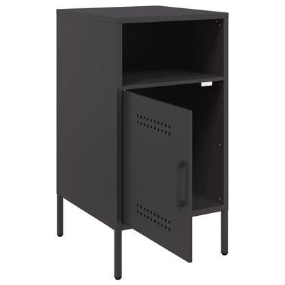 Sleek Black Steel Bedside Cabinets Set of 2 (36x39x68 cm)