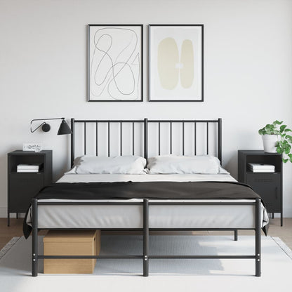 Sleek Black Steel Bedside Cabinets Set of 2 (36x39x68 cm)