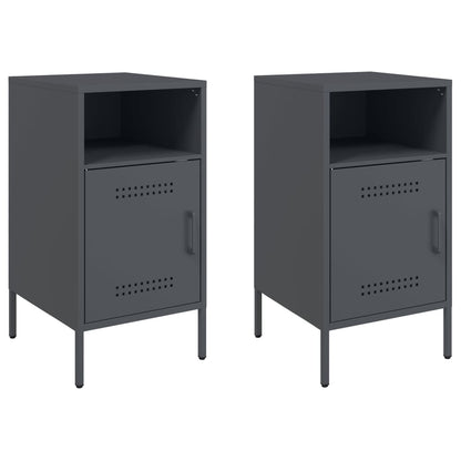 Anthracite Steel Bedside Cabinets 2pcs - 36x39x68 cm Durable Design
