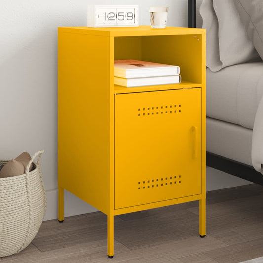 Mustard Yellow Steel Bedside Cabinet 36x39x68 cm