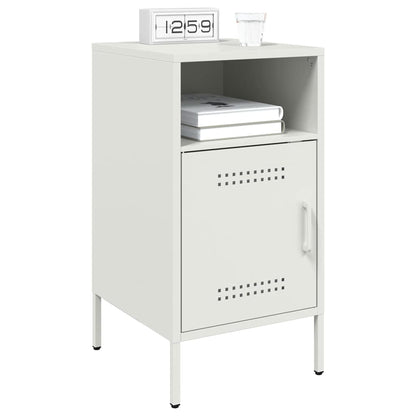 Sleek White Steel Bedside Cabinets Set, 36x39x68 cm, 2-Piece