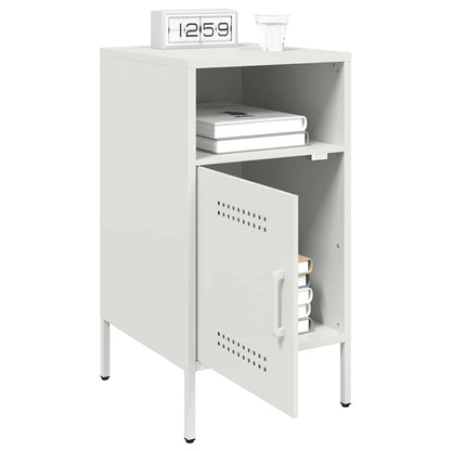 Sleek White Steel Bedside Cabinets Set, 36x39x68 cm, 2-Piece