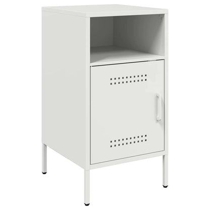 Sleek White Steel Bedside Cabinets Set, 36x39x68 cm, 2-Piece