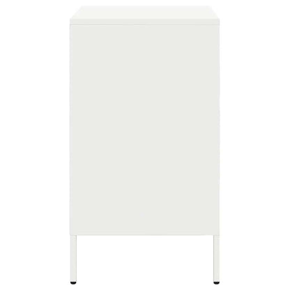 Sleek White Steel Bedside Cabinets Set, 36x39x68 cm, 2-Piece