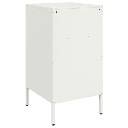 Sleek White Steel Bedside Cabinets Set, 36x39x68 cm, 2-Piece