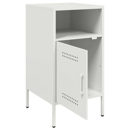 Sleek White Steel Bedside Cabinets Set, 36x39x68 cm, 2-Piece
