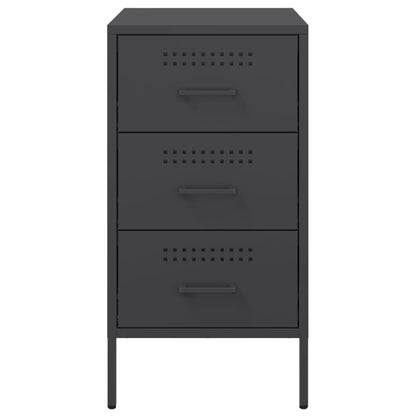 Set of 2 Black Steel Bedside Cabinets - 36x39x68 cm