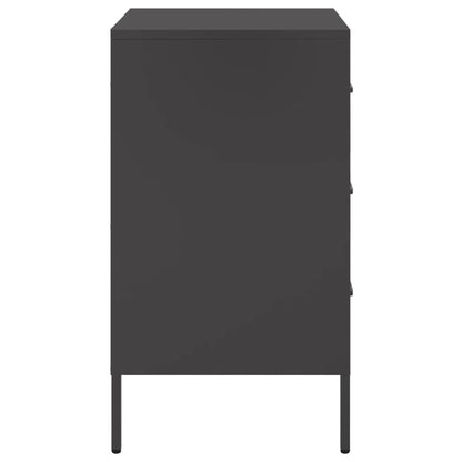 Set of 2 Black Steel Bedside Cabinets - 36x39x68 cm