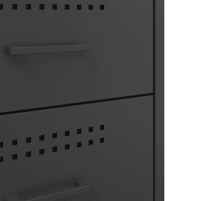 Set of 2 Black Steel Bedside Cabinets - 36x39x68 cm