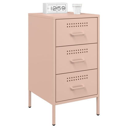 Stylish Pink Steel Bedside Cabinet - 36x39x68 cm