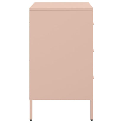 Stylish Pink Steel Bedside Cabinet - 36x39x68 cm