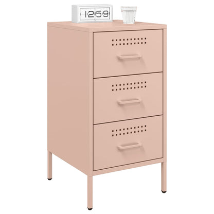 Pink Steel Bedside Cabinets - 2 Pcs, 36x39x68 cm