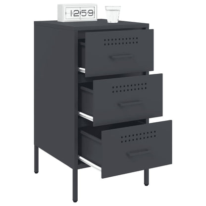 Anthracite Steel Bedside Cabinet 36x39x68 cm - Modern & Stylish