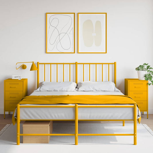 Mustard Yellow Steel Bedside Cabinets 2 pcs - 36x39x68 cm