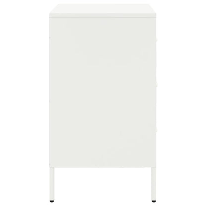 White Steel Bedside Cabinet 36x39x68 cm - Modern & Durable Design