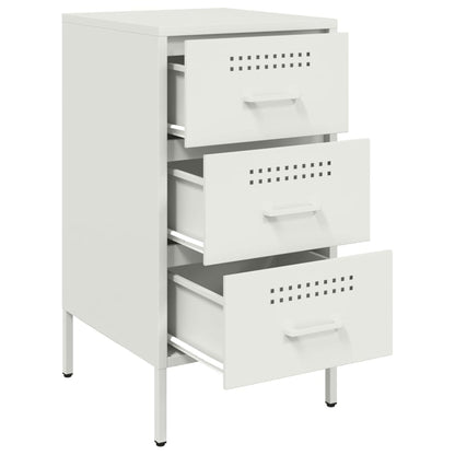White Steel Bedside Cabinet 36x39x68 cm - Modern & Durable Design