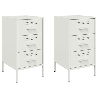 Set of 2 White Steel Bedside Cabinets 36x39x68 cm