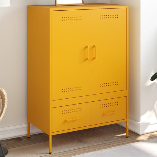 Mustard Yellow Steel Highboard 68x39x101.5cm