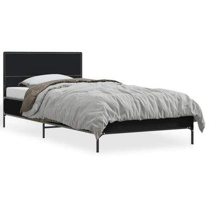 Sleek Black Metal Bed Frame 90x200 cm - Mattress Not Included