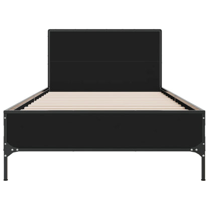 Sleek Black Metal Bed Frame 90x200 cm - Mattress Not Included