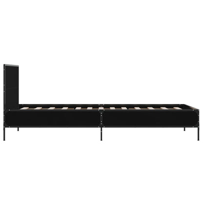 Sleek Black Metal Bed Frame 90x200 cm - Mattress Not Included
