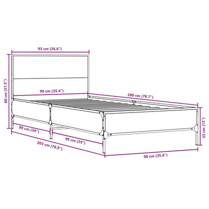 Sleek Black Metal Bed Frame 90x200 cm - Mattress Not Included