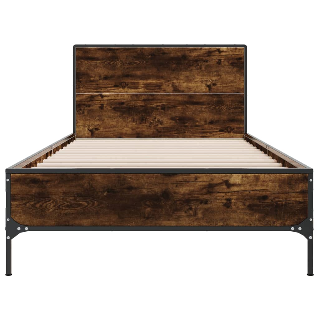 Smoked Oak Bed Frame 90x200 cm - No Mattress Included